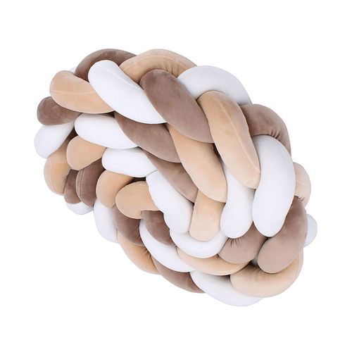 Braided Cot Bumper Cushion Soft Fabric Delicate Hand Feel Cushion for Home Boys Girls Room Decor,White Camel With Coffee,Three Strands Of 1 Meter NO5242