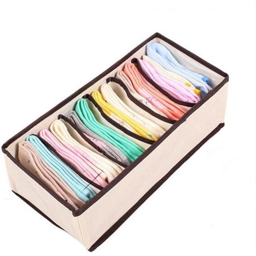 6 Grid Foldable Storage Box Bra Organizer Underwear Drawer Socks Ties Box For The Room And Wardrobe- Multicolor