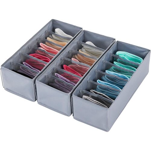 6 Grid Foldable Storage Box Bra Organizer Underwear Drawer Socks Ties Box For The Room And Wardrobe- Multicolor