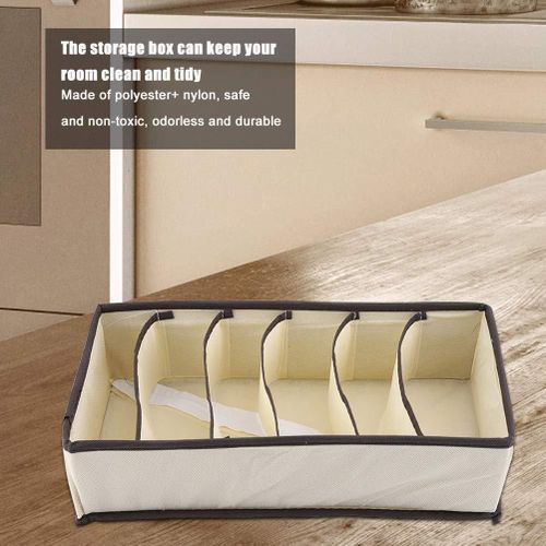 6 Grid Foldable Storage Box Bra Organizer Underwear Drawer Socks Ties Box For The Room And Wardrobe- Multicolor