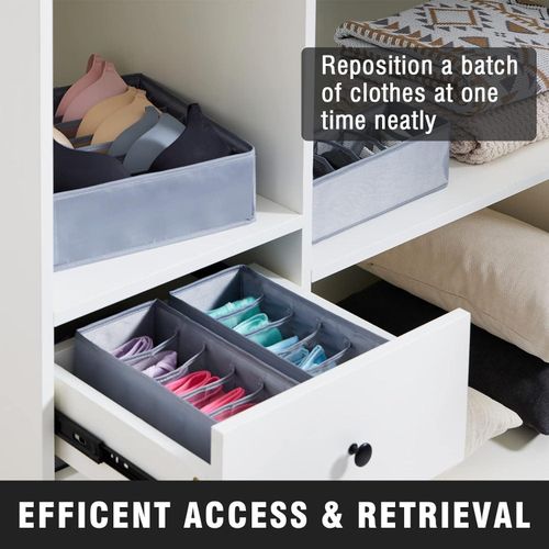 6 Grid Foldable Storage Box Bra Organizer Underwear Drawer Socks Ties Box For The Room And Wardrobe- Multicolor