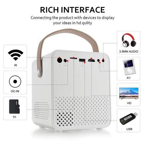 ZXLY8 Intelligent Portable HD 4K Projector, UK Plug, Specification:Basic VersionWhite