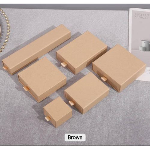 Jewellery Packaging Boxes Jewelry White Drawer Paper Box Gift Sliding-Brown