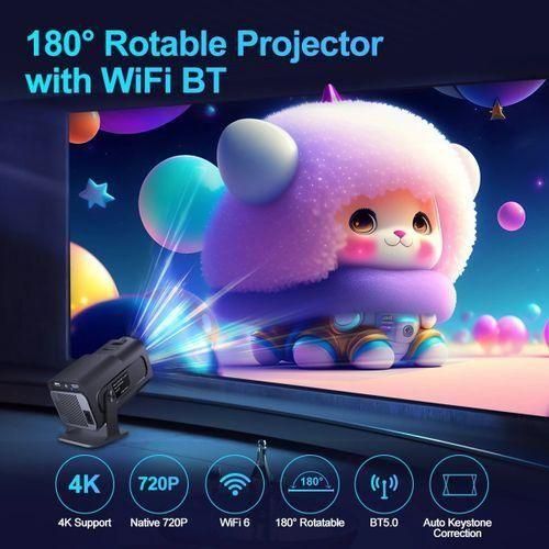Mini 720P Android 11 4K Projector 300ANSI Wifi6 Portable 180° Rotable Projectors