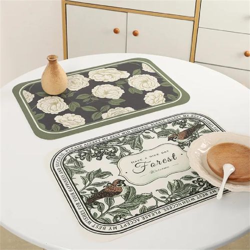 6pieces of Leather Placemats Oil and Water Resistant Western Placemats Lightweight Table Mats Heat Insulating of Printed leather sponge table mats or placement