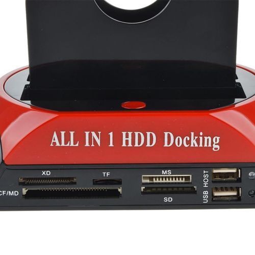 All In 1 HDD Docking Base   USB 3.0  Hard Drive Card-Red