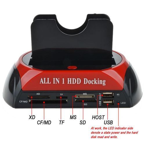 All In 1 HDD Docking Base   USB 3.0  Hard Drive Card-Red