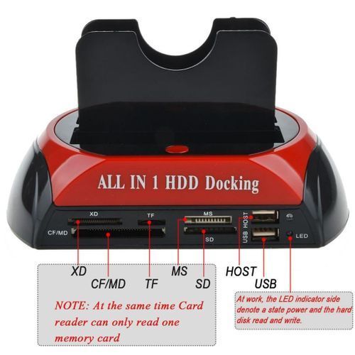 All In 1 HDD Docking Base   USB 3.0  Hard Drive Card-Red