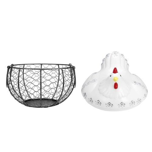 Mason Cash Brown Hen Egg Holder Kitchen Storage Nest Basket Cockerel Chicken-White