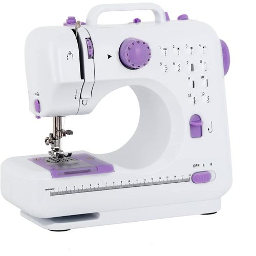 Sewing Machine For Beginners Portable Mini Crafting Mending with Double Speed 12 Stitches for Kids, Household, Women-Multi