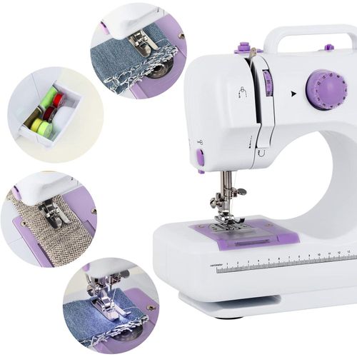 Sewing Machine For Beginners Portable Mini Crafting Mending with Double Speed 12 Stitches for Kids, Household, Women-Multi