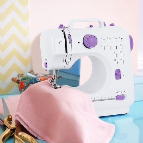 Sewing Machine For Beginners Portable Mini Crafting Mending with Double Speed 12 Stitches for Kids, Household, Women-Multi