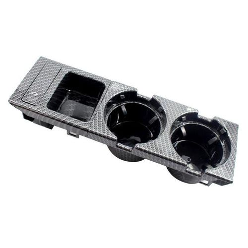 Car Front Center Console Drink Cup Holder + Coin Holder Tray Carbon Fiber Replacement for BMW 3Series E46 1999-2005