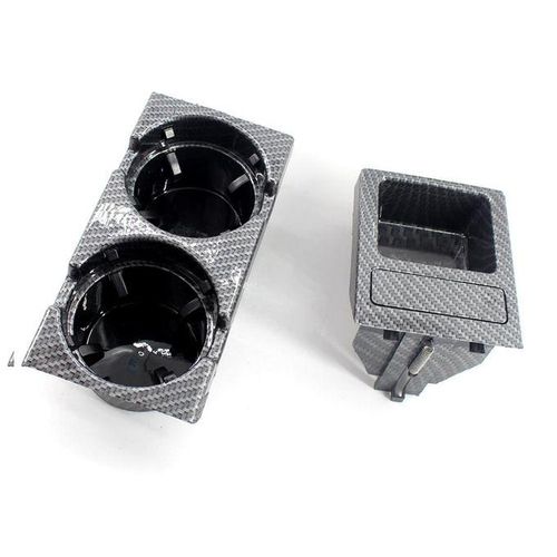 Car Front Center Console Drink Cup Holder + Coin Holder Tray Carbon Fiber Replacement for BMW 3Series E46 1999-2005