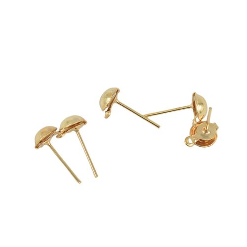 100pcs Gold Half Round Ear Stud Earrings Blanks Settings Jewelry Gold