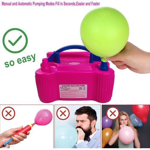 Electric Balloon Pump Portable Air Blower Pump Dual Nozzle Balloon Inflator For Party - Multi