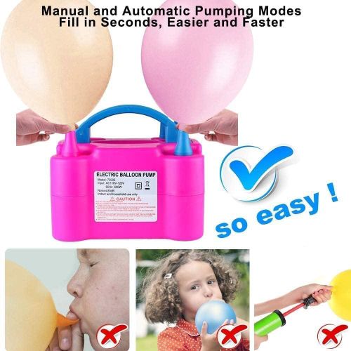 Electric Balloon Pump Portable Air Blower Pump Dual Nozzle Balloon Inflator For Party - Multi