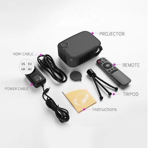 A2000 1080P Mini Portable Smart Projector Children Projector, EU PlugBlack