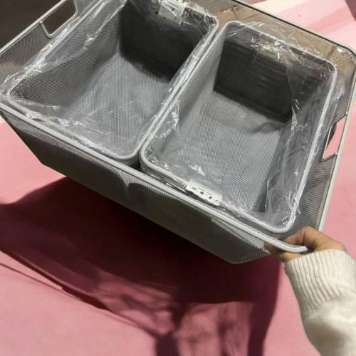 Silver Mesh Open Bin Storage Basket Organizer For Fruits, Vegetables, Pantry Items Toys, Etc. 9.8 X 6.5 X 4.5 1100