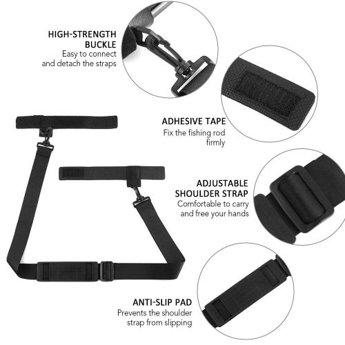 Fishing Rod Shoulder Strap Belt Lightweight Adjustable Travel Fishing Rod Pole Carry Strap Band NO5140