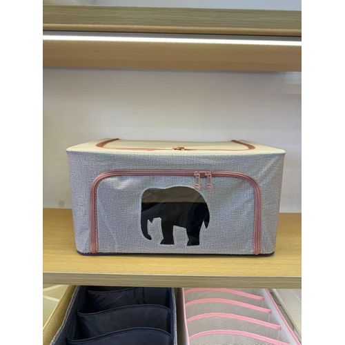 Storage box with lid, sorting baskets for household clothes, storage box for bedroom blankets, storage box for Oxford fabrics with large capacity, 50 x 40 x 33 cm beige