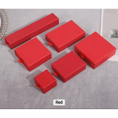 Jewellery Packaging Boxes Jewelry White Drawer Paper Box Gift Sliding-Red