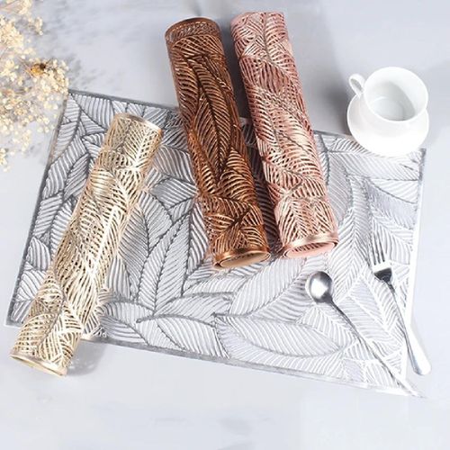 Pack of 6 Rectangular Leaf Decorative Placemats, table mats, Hollow Dining Table Placemats, Heat Resistant Non-Slip Placemats for Home Kitchen
