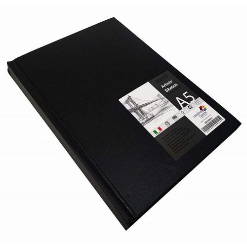 Stitched Bound Artists Sketch Book, A5 Size-Black