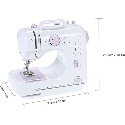 Domestic Repair Superjunter Portable Electric Mini Sewing Machine Speed Adjustable Replaceable Foot With Pedal LED Light Crafting Mending Machine 12 Built-in Stitch Patterns Easy to Use For Beginners With Overlock Function- Multicolor