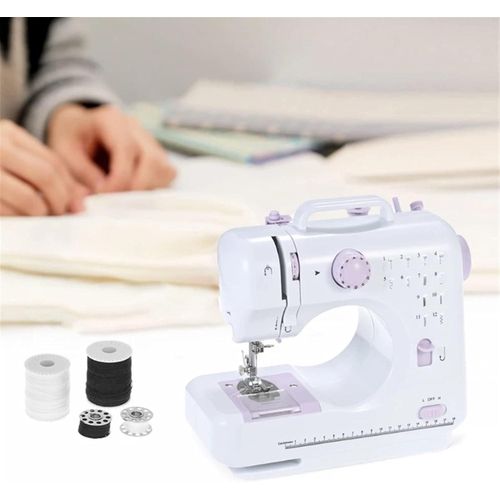 Domestic Repair Superjunter Portable Electric Mini Sewing Machine Speed Adjustable Replaceable Foot With Pedal LED Light Crafting Mending Machine 12 Built-in Stitch Patterns Easy to Use For Beginners With Overlock Function- Multicolor