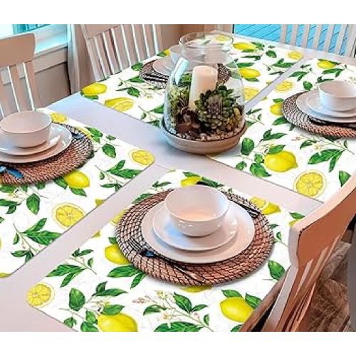 6 Pieces Of Multiple Print Plastic Table Mats With Cup Placements