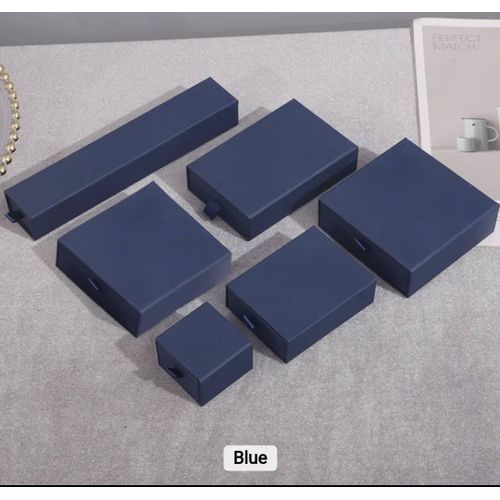 Jewellery Packaging Boxes Jewelry White Drawer Paper Box Gift Sliding- Navy Blue