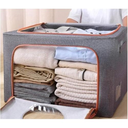 Storage box with lid, sorting baskets for household clothes, storage box for bedroom blankets, storage box for Oxford fabrics with large capacity, 50 x 40 x 33 cm,