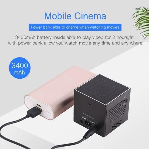 C80 DLP Portable HD Projector 120inch Giant Screen Projector Bluray 4K, Android 7.1.2, 2GB  16GB EU Plug
