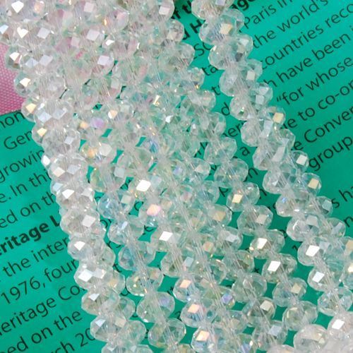 100 Crystal Glass Rondelle Faceted Beads Clear 4x6mm