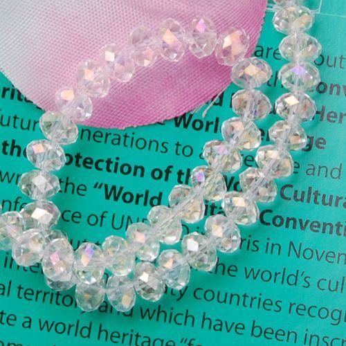 100 Crystal Glass Rondelle Faceted Beads Clear 4x6mm