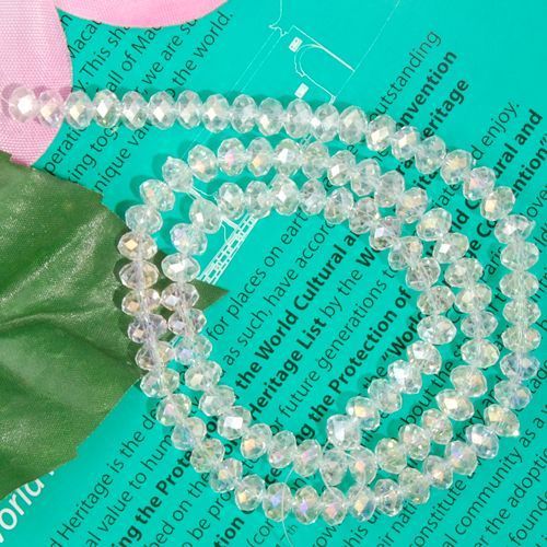 100 Crystal Glass Rondelle Faceted Beads Clear 4x6mm