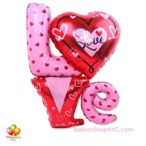 Love Balloons Set Red Heart Balloons For Valentines