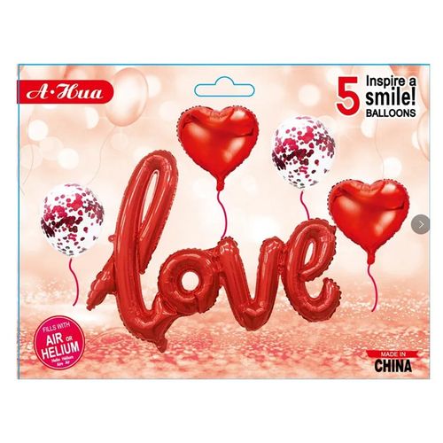 Love Balloons Set Red Heart Balloons For Valentines