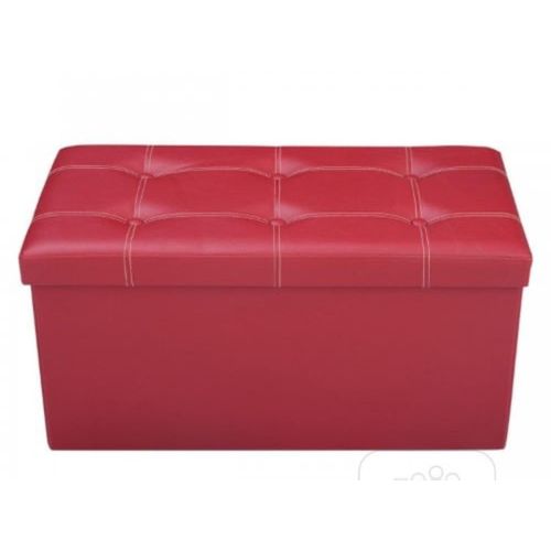 Strong Folding Stool Storage Ottoman Box Home Chair Footstool Kids Toy Container With Lid - Red