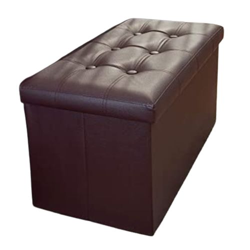 Strong Folding Stool Storage Ottoman Box Home Chair Footstool Kids Toy Container With Lid - Colour May Vary
