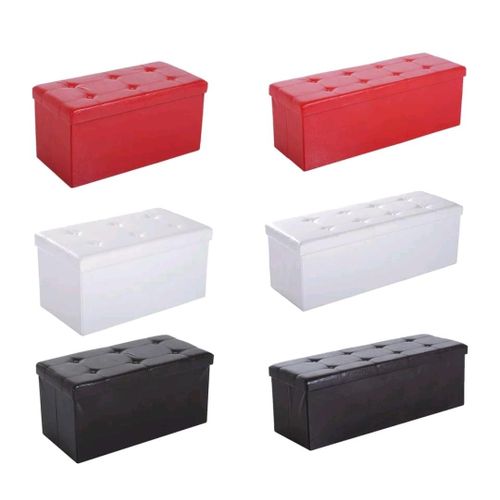 Strong Folding Stool Storage Ottoman Box Home Chair Footstool Kids Toy Container With Lid - Colour May Vary
