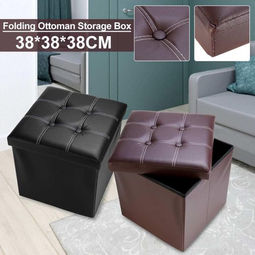 Strong Folding Stool Storage Ottoman Box Home Chair Footstool Kids Toy Container With Lid - Colour May Vary
