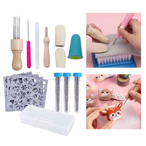 52pcs Needle Felting Tool Kit, 3 Sizes Felting Needles with Awl