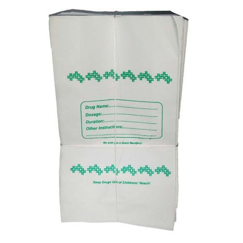 White Pharmacy Paper Bags - 1 bundle -100 Pcs   (+10 free)