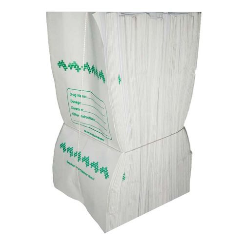 White Pharmacy Paper Bags - 1 bundle -100 Pcs   (+10 free)
