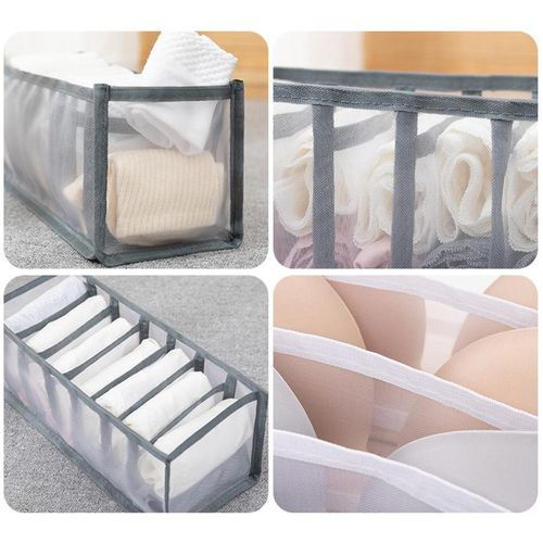 Foldable Underwear Organizer Panties Bra Drawer Storage Box Gray 7
