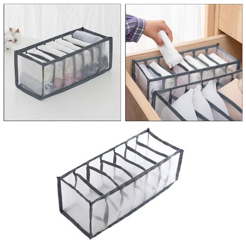 Foldable Underwear Organizer Panties Bra Drawer Storage Box Gray 7