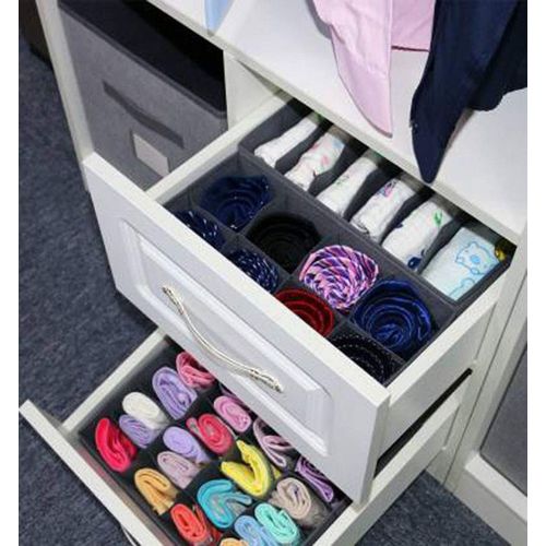 4-piece Foldable Underwear Storage Box - Drawer Partition Storage Box - Non-woven Fabric (gray)