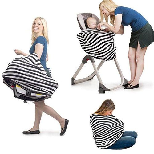 Stretchy Car Seat Canopy Multi Use Cover Baby Beanie Carrying nursing cover Black